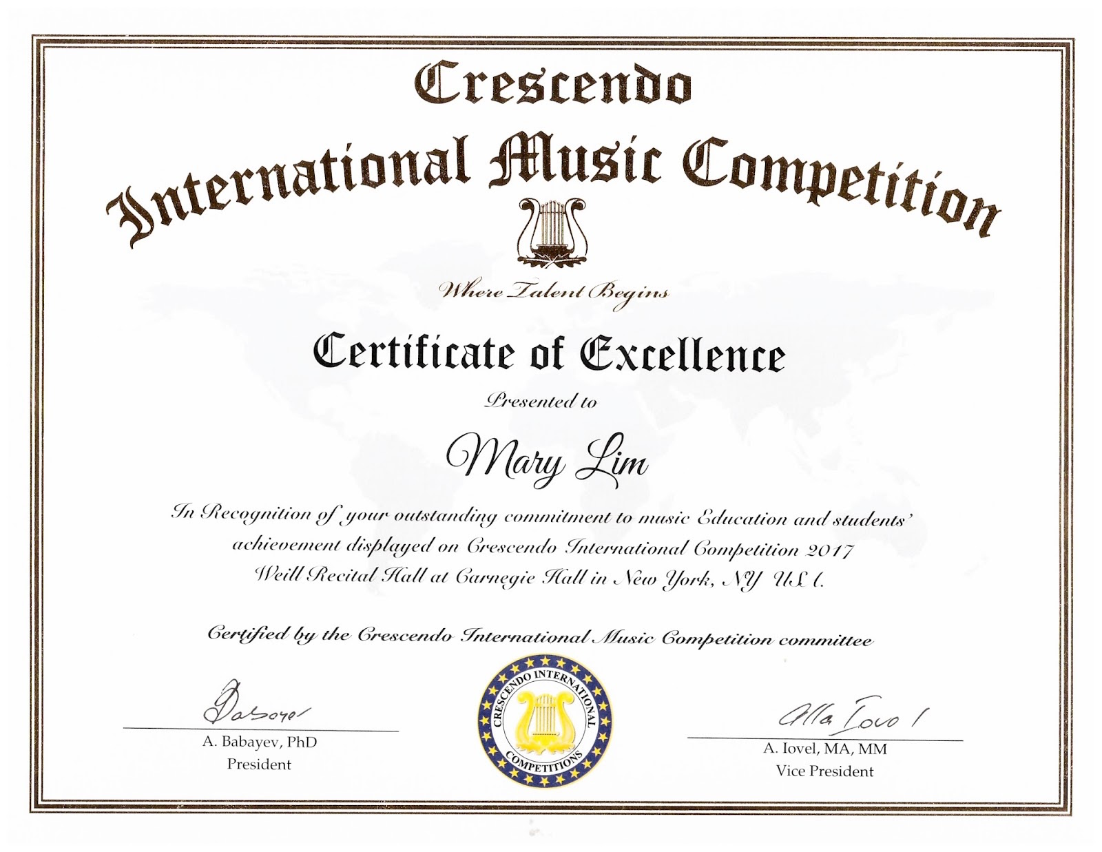 Crescendo Certificate